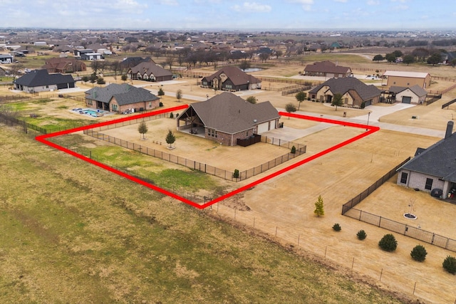 bird's eye view with a residential view