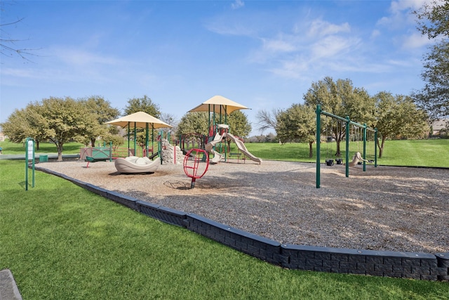 view of playground featuring a yard