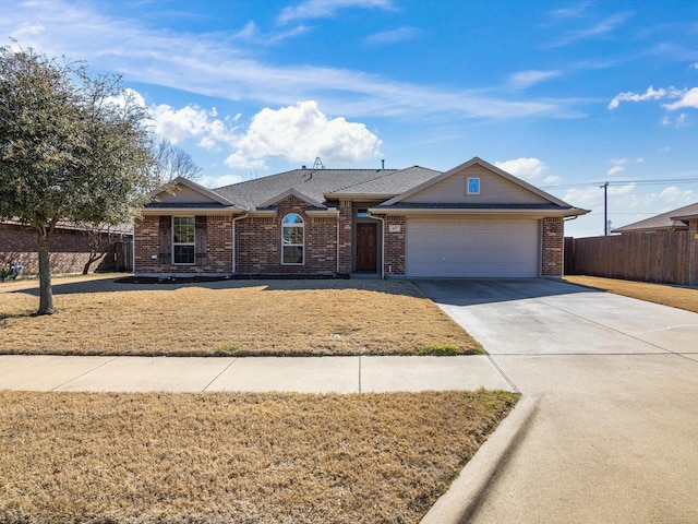 single story home with a garage