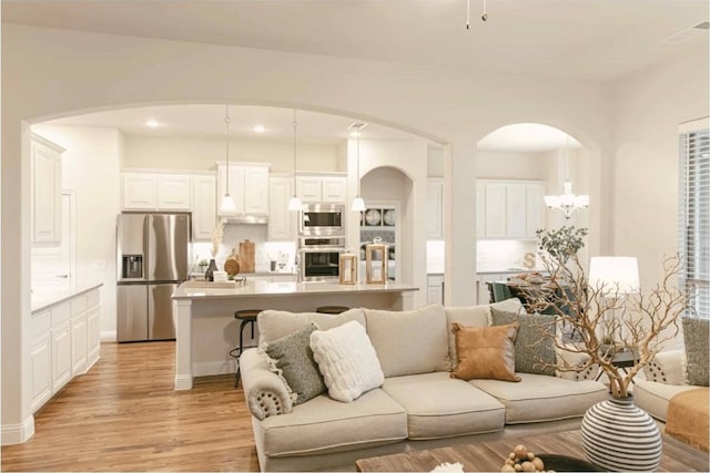 living room featuring light hardwood / wood-style flooring