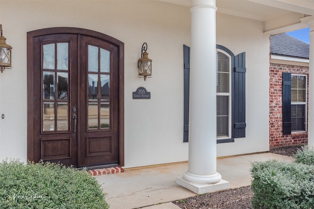 view of exterior entry with french doors