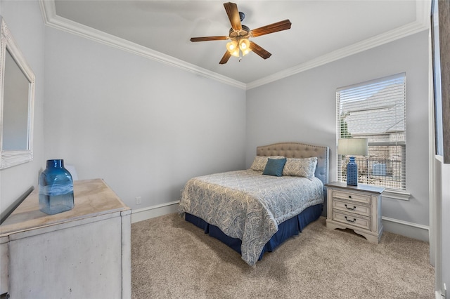 909 Reflection Ct, Heath, TX 75032 - carpeted bedroom featuring ornamental molding, baseboards, and a ceiling fan