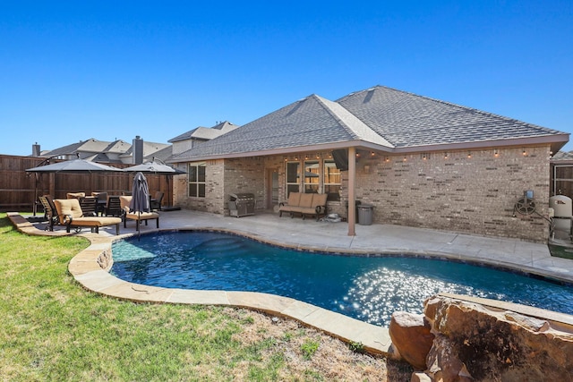 view of pool with an outdoor hangout area and a patio