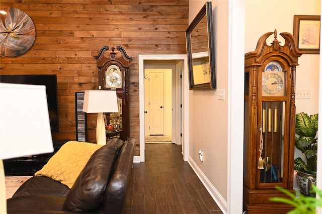 hallway featuring dark hardwood / wood-style flooring