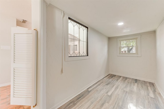 empty room with light wood-type flooring