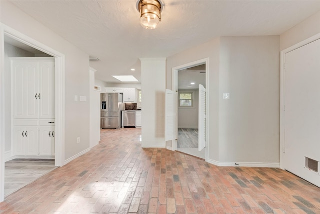 interior space with a skylight