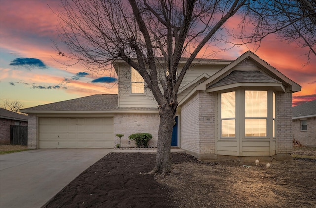 view of front of house with a garage