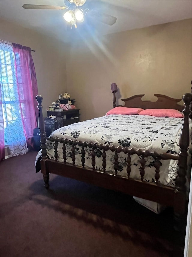 bedroom with carpet and ceiling fan