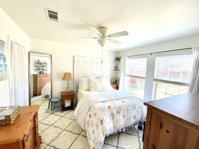 bedroom featuring ceiling fan