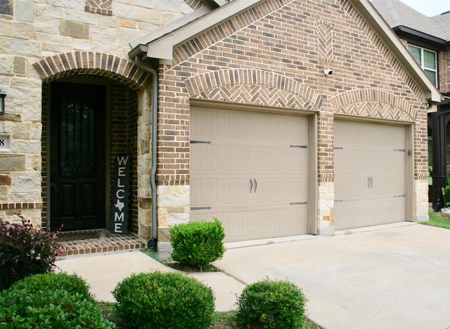 property entrance with a garage