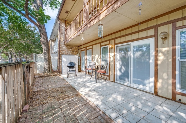 view of patio / terrace featuring a balcony