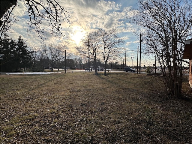 view of yard at dusk