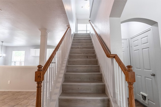 4201 Broken Bend Blvd, Fort Worth, TX 76244 - stairway with a textured ceiling
