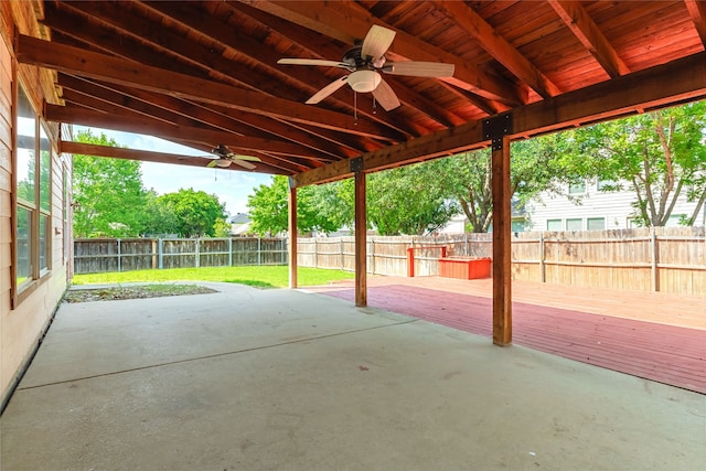4201 Broken Bend Blvd, Fort Worth, TX 76244 - fenced backyard with ceiling fan, a patio area, and a deck