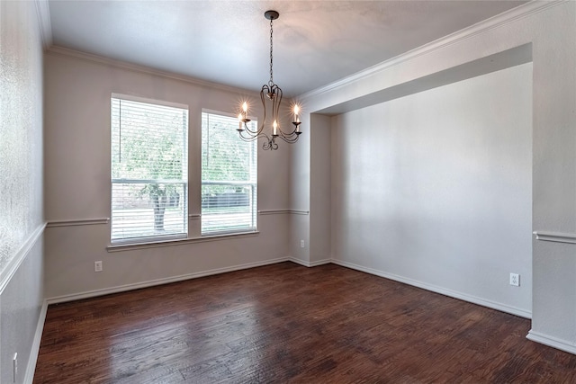 4201 Broken Bend Blvd, Fort Worth, TX 76244 - unfurnished room with wood finished floors, a chandelier, and crown molding