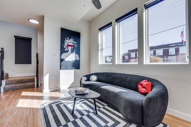 living room with hardwood / wood-style floors