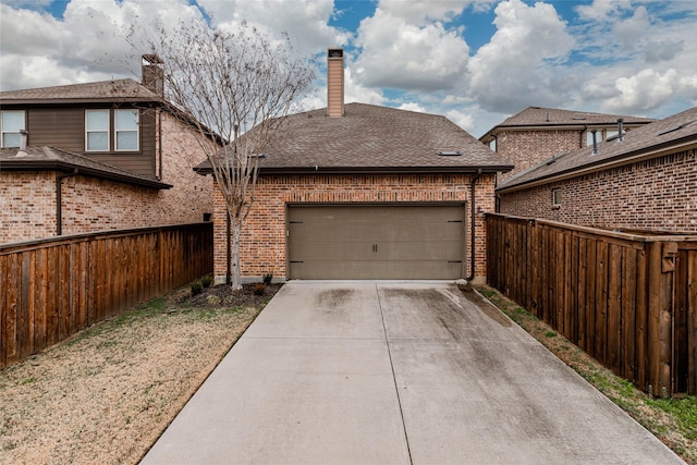 exterior space featuring a garage