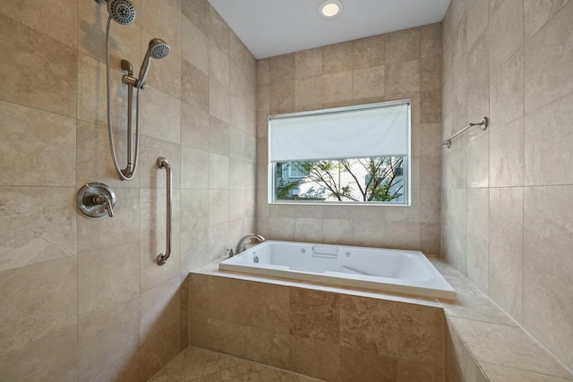 bathroom with plus walk in shower