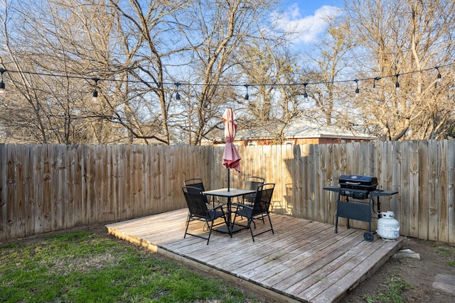 deck featuring grilling area