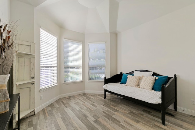 sitting room with light hardwood / wood-style flooring