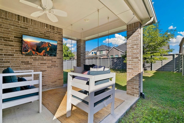 view of patio with ceiling fan