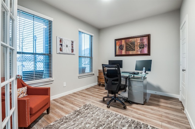 office area featuring hardwood / wood-style floors