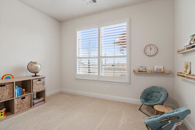 sitting room featuring carpet