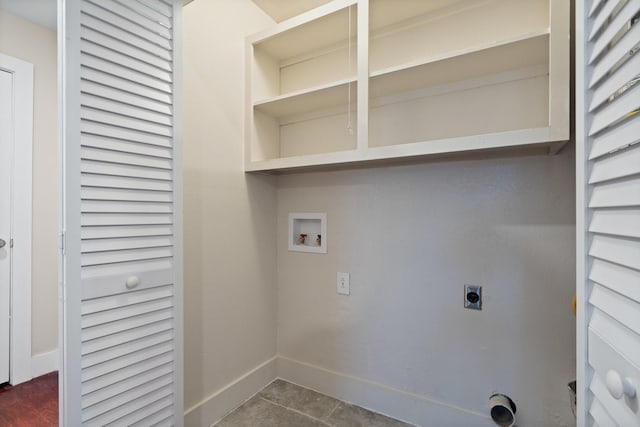 washroom featuring washer hookup, laundry area, hookup for an electric dryer, and baseboards