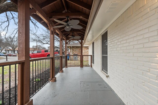 view of patio / terrace featuring a porch and ceiling fan