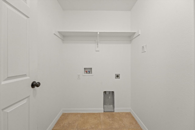 clothes washing area with hookup for an electric dryer and hookup for a washing machine