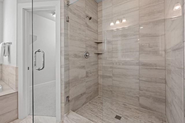 bathroom featuring plus walk in shower