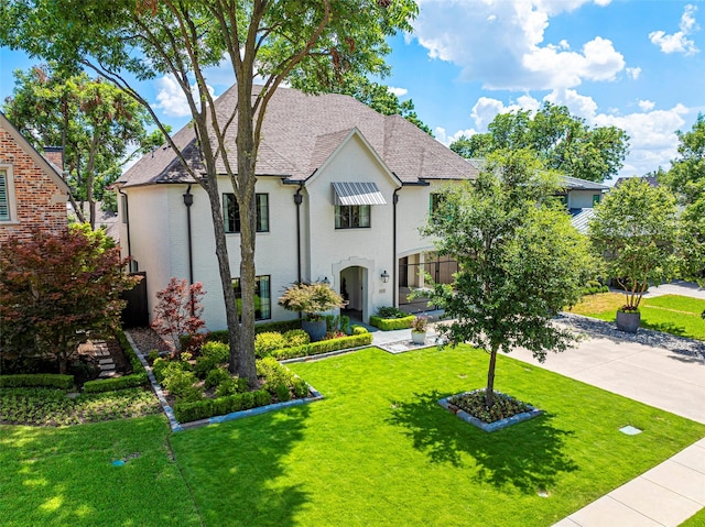 view of front of property featuring a front lawn