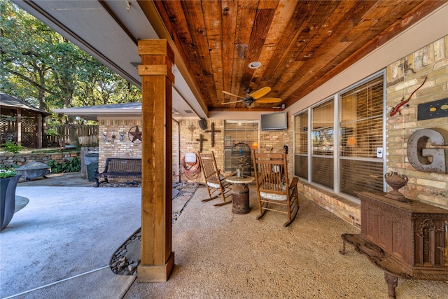 view of patio with a gazebo and ceiling fan