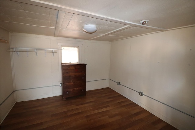 interior space with dark wood-type flooring