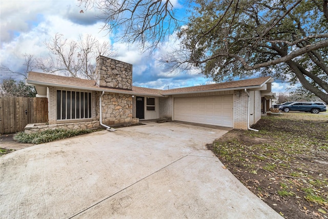 single story home with a garage