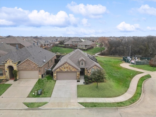 bird's eye view with a residential view