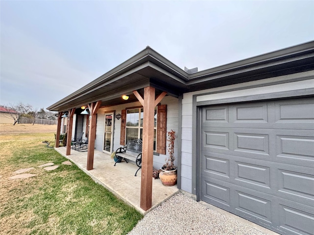 exterior space featuring a garage