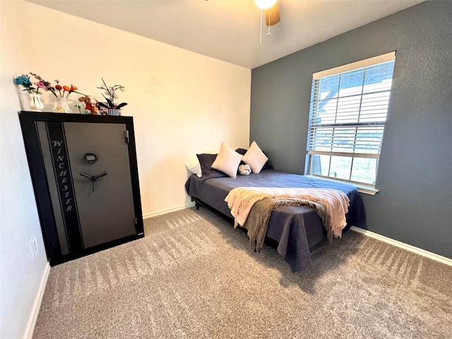 bedroom with carpet and ceiling fan