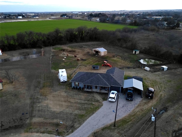 aerial view featuring a rural view