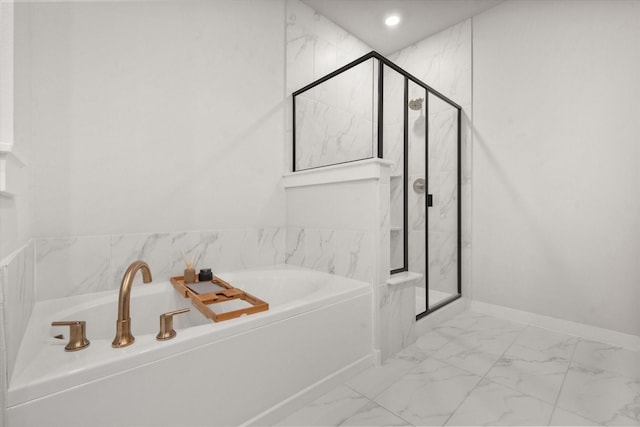 bathroom with plus walk in shower