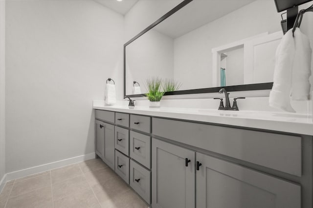 bathroom with vanity and tile patterned floors