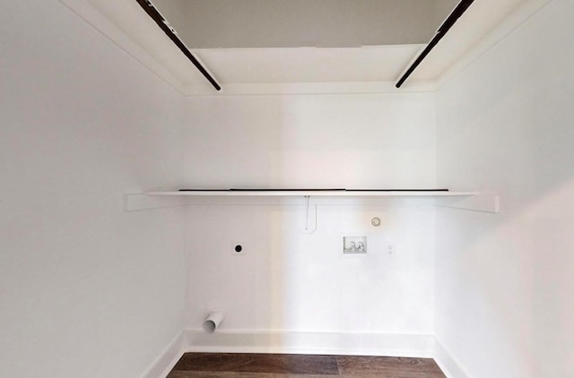 washroom with washer hookup, dark wood-type flooring, and hookup for an electric dryer