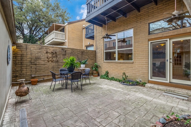 view of patio / terrace featuring ceiling fan