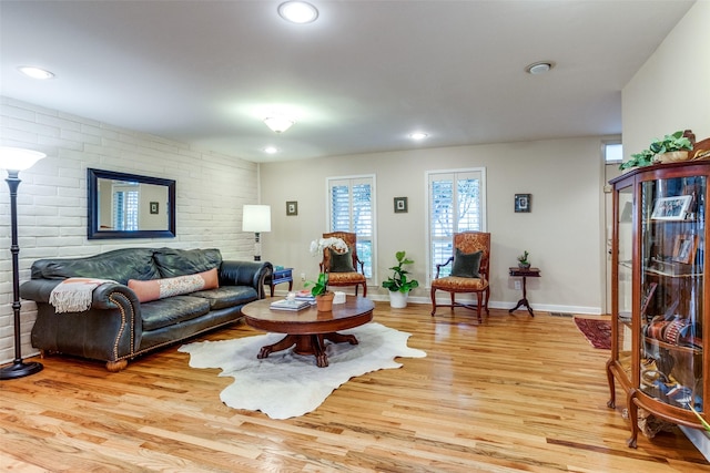 living room featuring light wood-type flooring