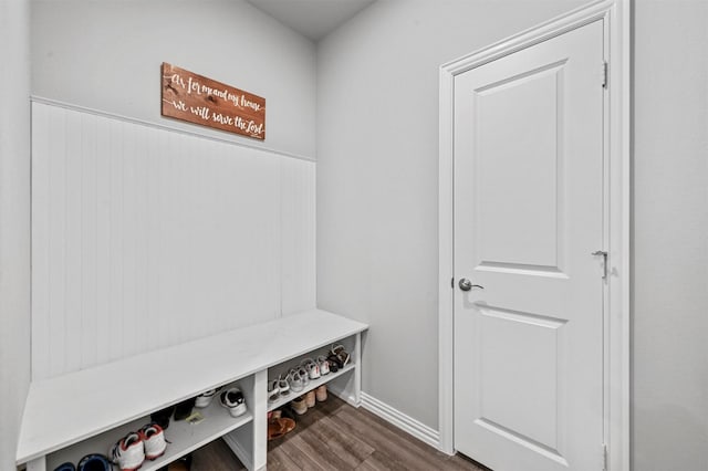 mudroom featuring dark hardwood / wood-style flooring