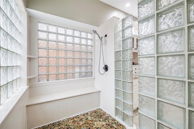 bathroom featuring walk in shower