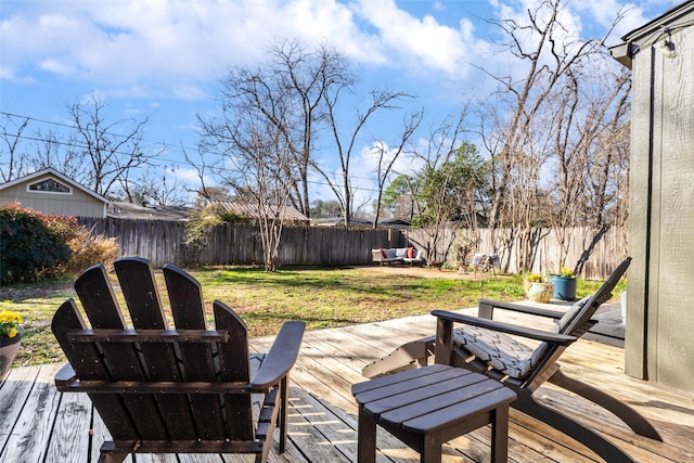 deck with a lawn