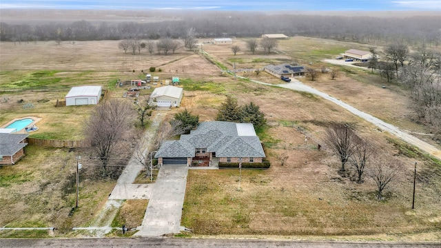 aerial view featuring a rural view