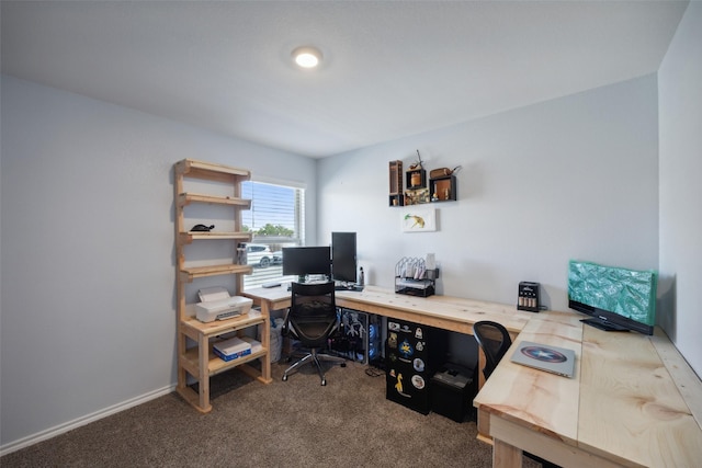 view of carpeted home office