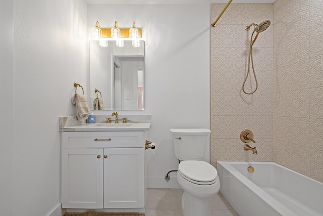 209 Mary Fitch Rd, Sherman, TX 75090 - bathroom with bathing tub / shower combination, toilet, vanity, tile patterned floors, and baseboards